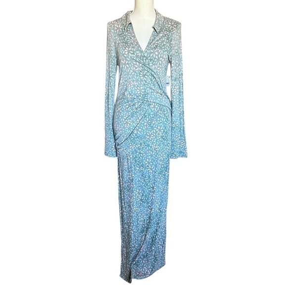 #164 NWT Free People Shayla Wrap Midi Dress in Mint Combo - Picture 4 of 9